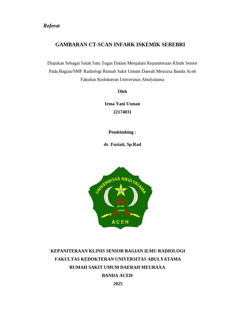 Gambaran CT-Scan Infark Serebri | PDF