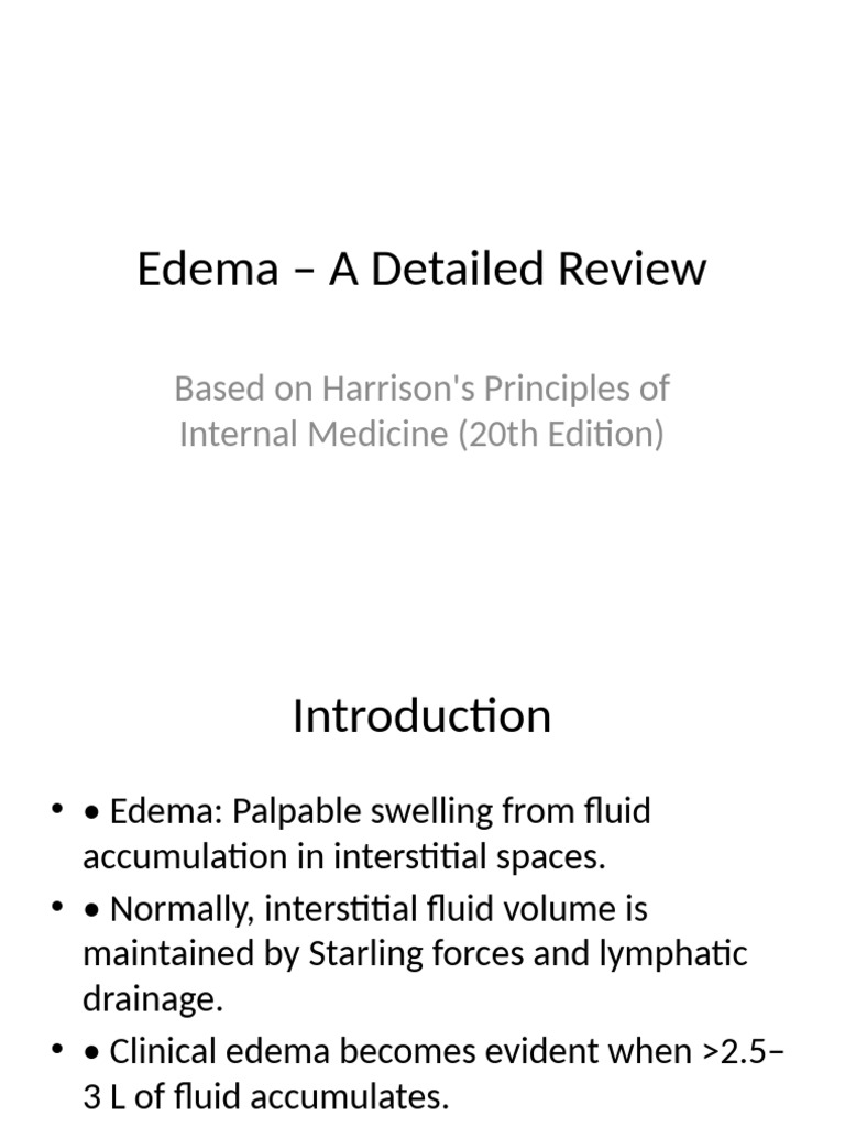 Harrison's Approach to Edema Management | PDF