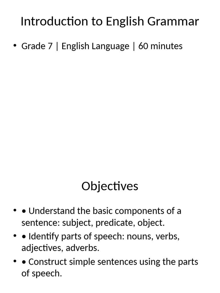 Introduction To English Grammar | PDF
