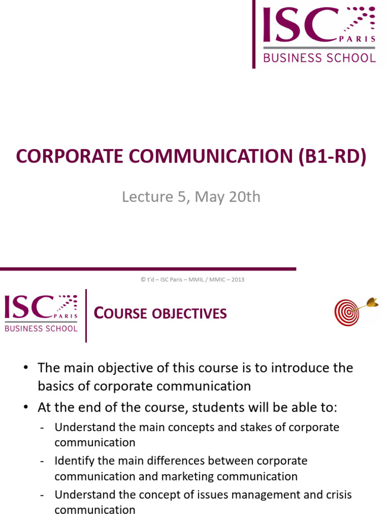 Corporate Communication - B1 RD - Lecture 5 | PDF | Reputation | Business