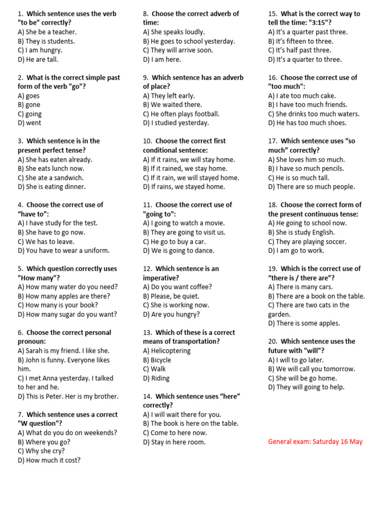 Saturday, Questionary - May 16 | PDF | Verb | Grammar