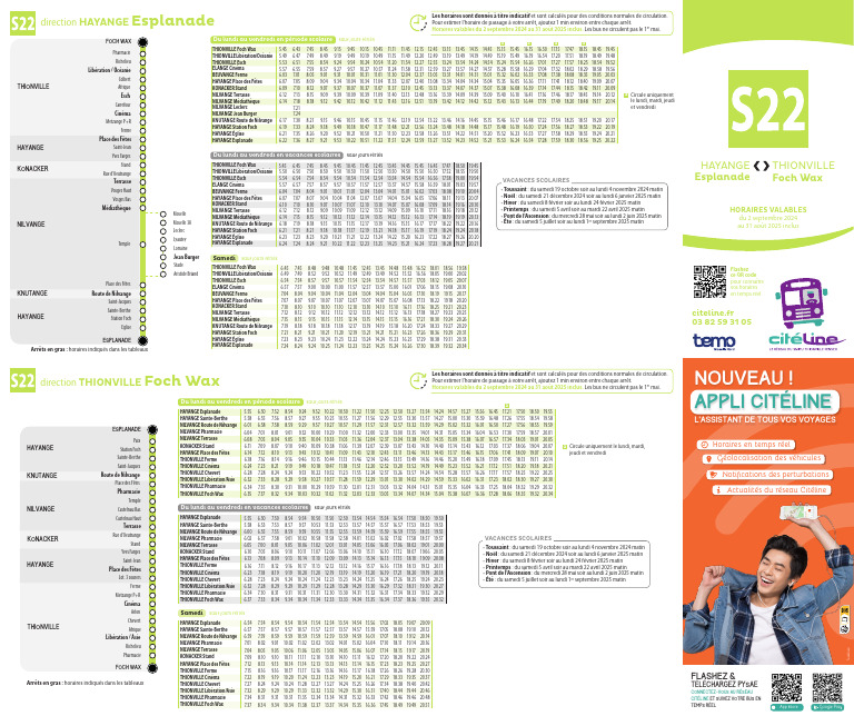 Horaires Bus Citéline S22 2024-2025 | PDF | Vacances | Fériés religieux