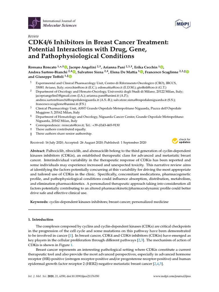 CDK4/6 Inhibitors in Breast Cancer Therapy | PDF | Cell Cycle | Drugs