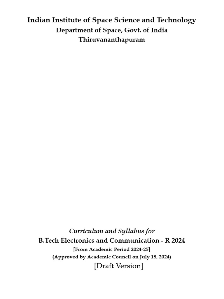 Curriculum For BTech in ECE (Draft Version) | PDF | Electrical Network ...