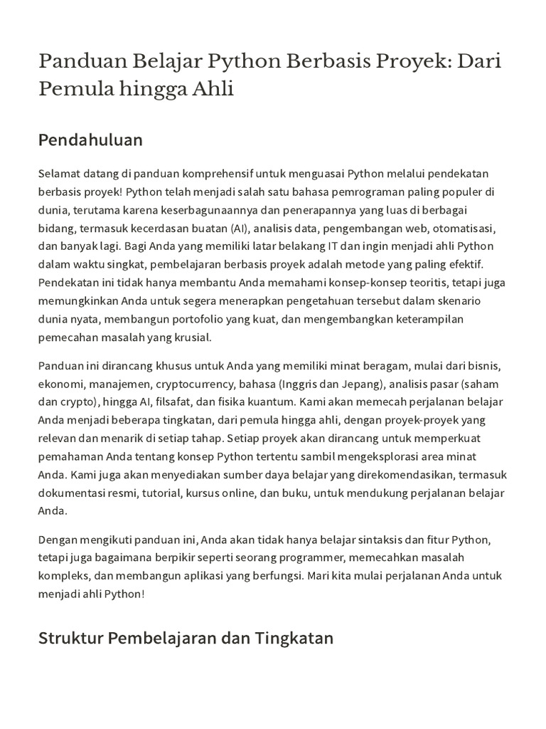 Panduan Proyek Belajar Python | PDF