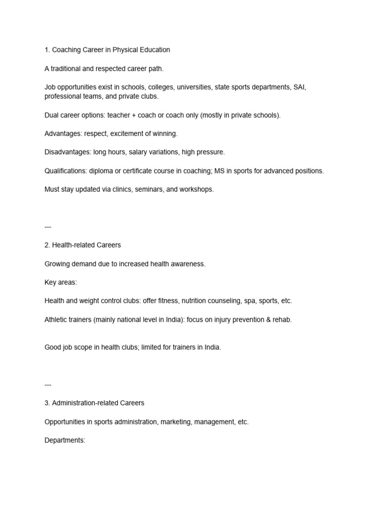 Careers in Sports and Physical Education | PDF | Wearable Technology ...