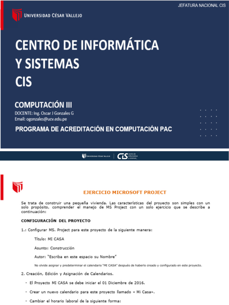 Ejercicio de Construcción en MS Project | PDF
