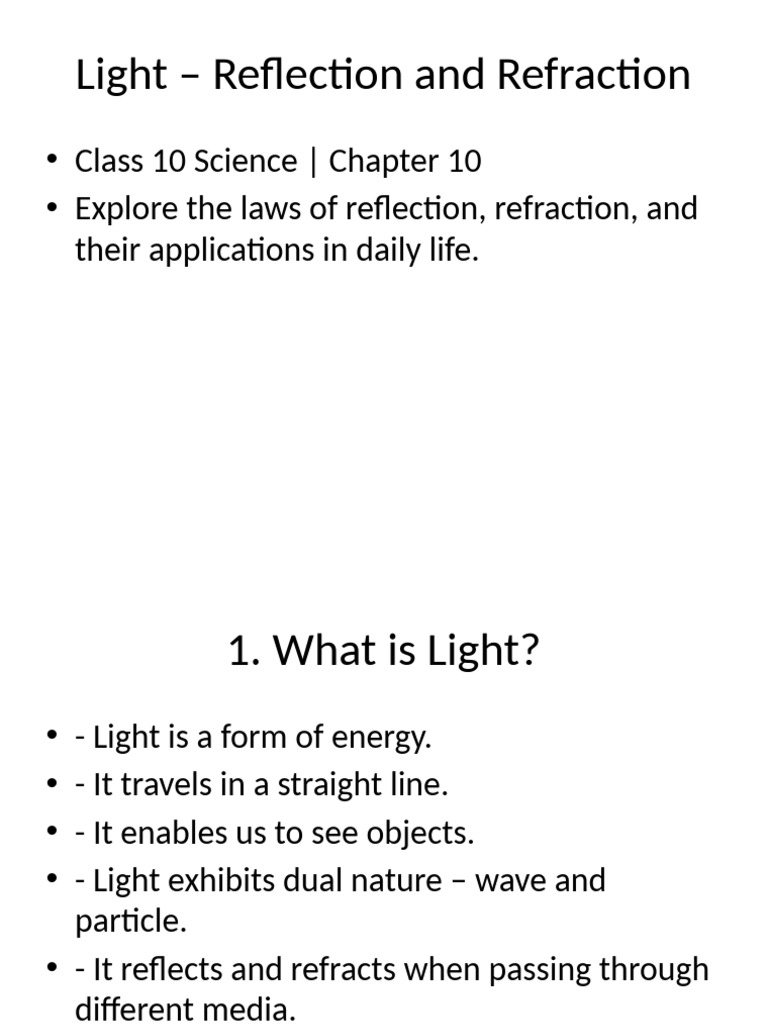Light: Reflection and Refraction Guide | PDF | Refraction | Reflection ...