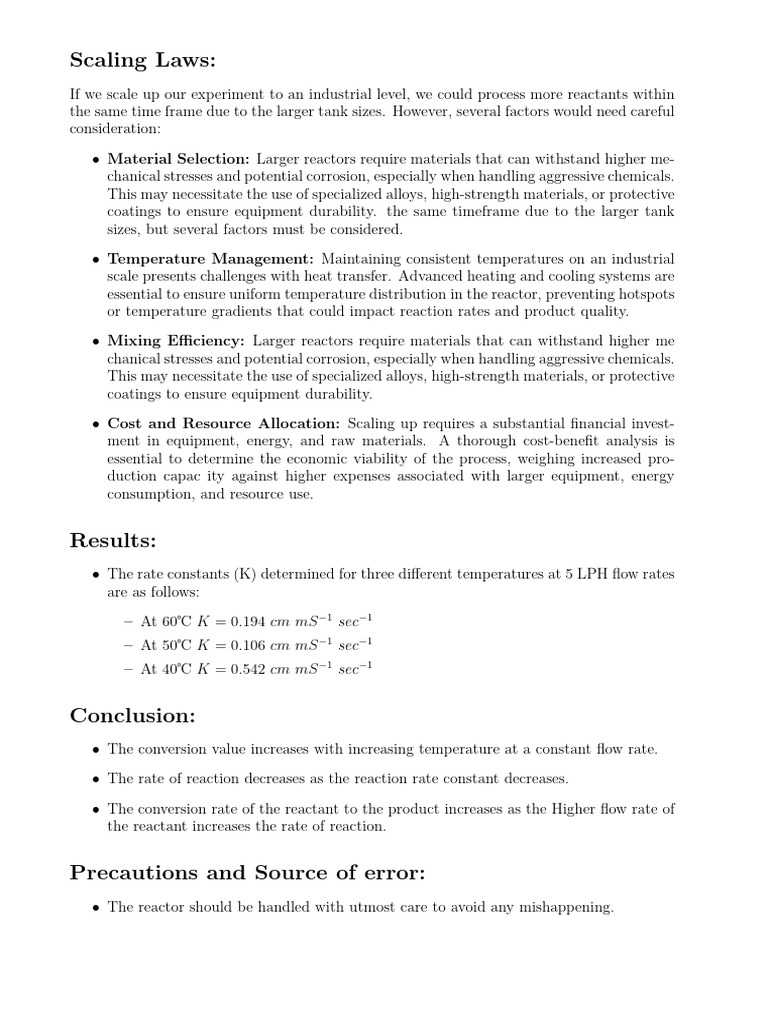 Exp 06 PFR | PDF | Reaction Rate | Chemical Reactor
