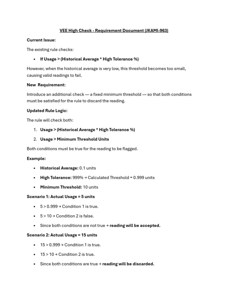 VEE High Check Requirement Update | PDF