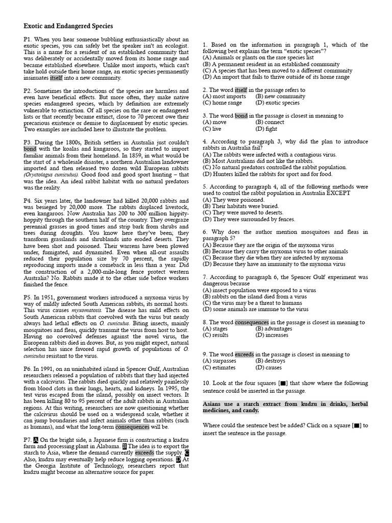 5-5 Exotic and Endangered Species | PDF | Organisms | Biology