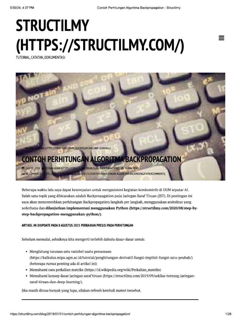 Contoh Perhitungan Forward Dan Backpropagation Dan Coding Pythonnya | PDF
