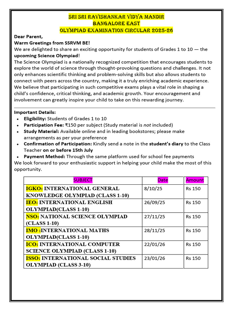Olympiad Circular 25-26 Final | PDF