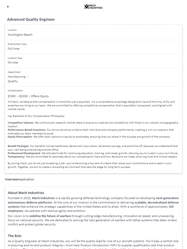 Advanced Quality Engineer at Mach Industries | PDF | Quality Management ...