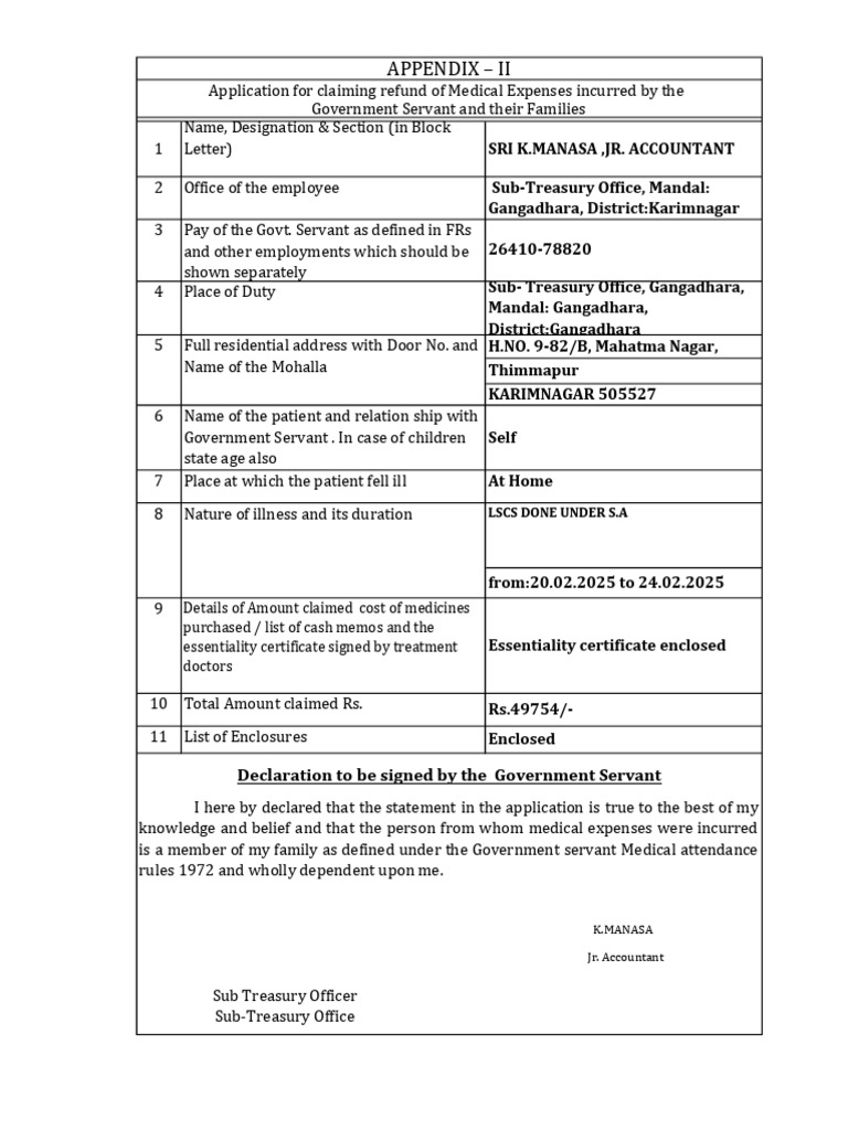 Appendix - Ii: Declaration To Be Signed by The Government Servant | PDF