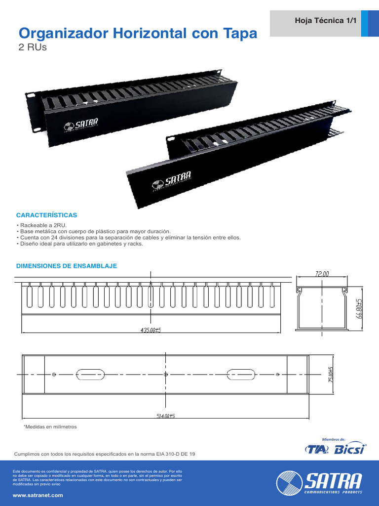Organizador Horizontal Rackeable 2RU | PDF