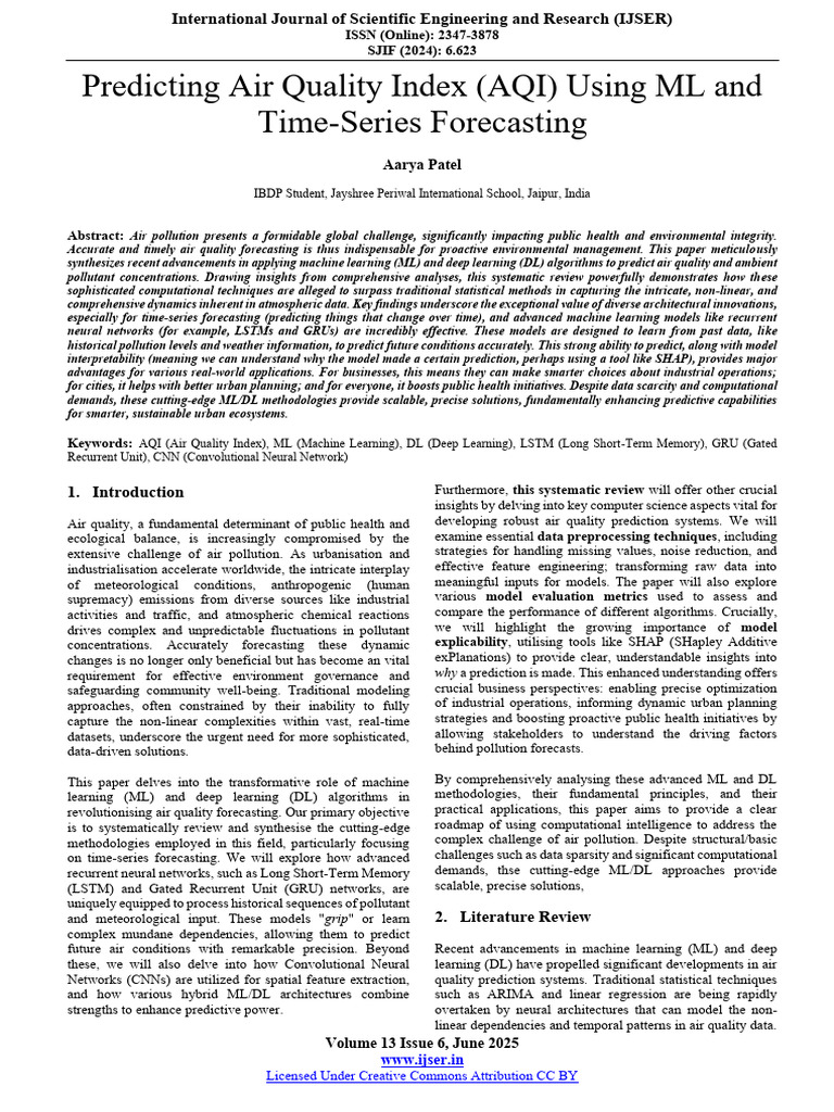 ML-Based Air Quality Index Prediction | PDF | Machine Learning | Time ...