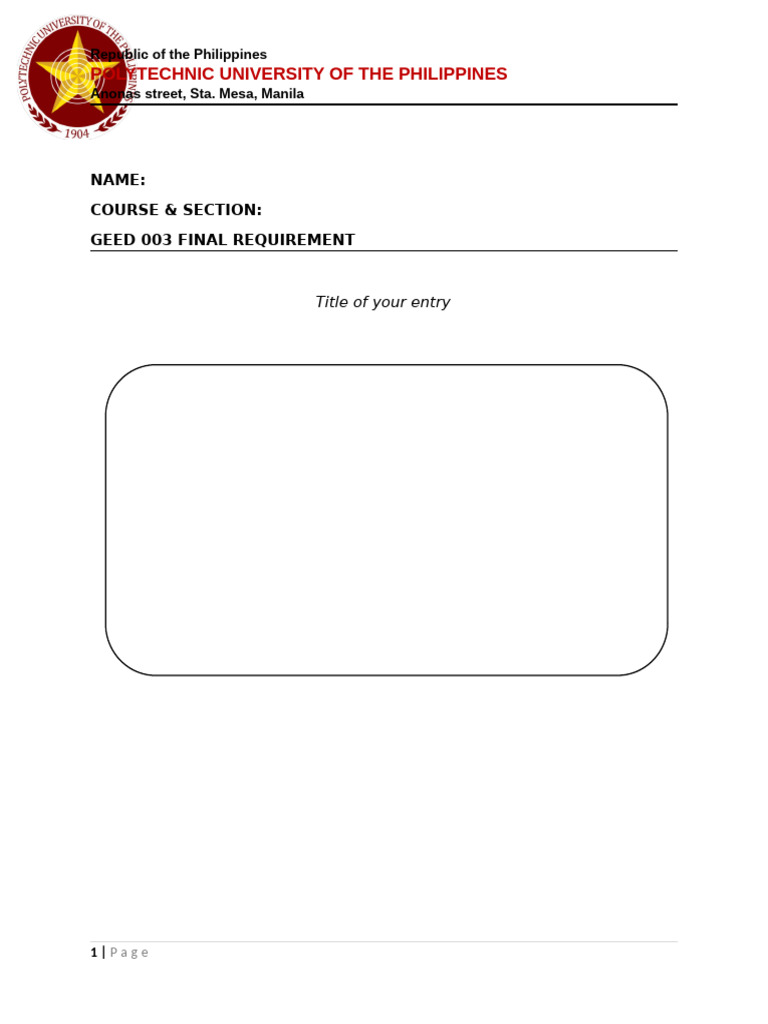 PUP Reflection Paper Template | PDF