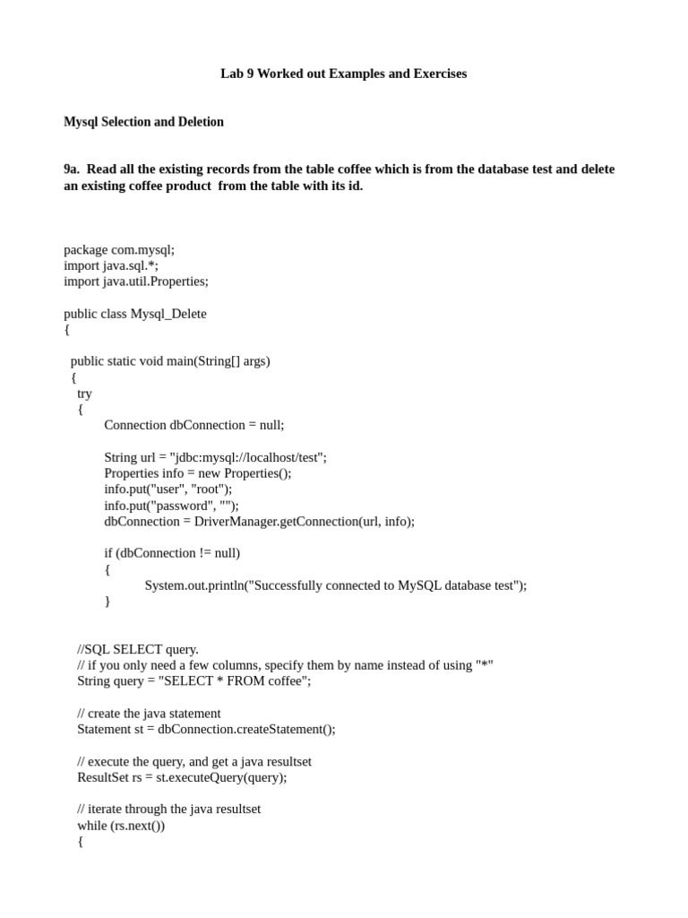 Lab 9 Worked Out Examples and Exercises | PDF | Databases | Sql