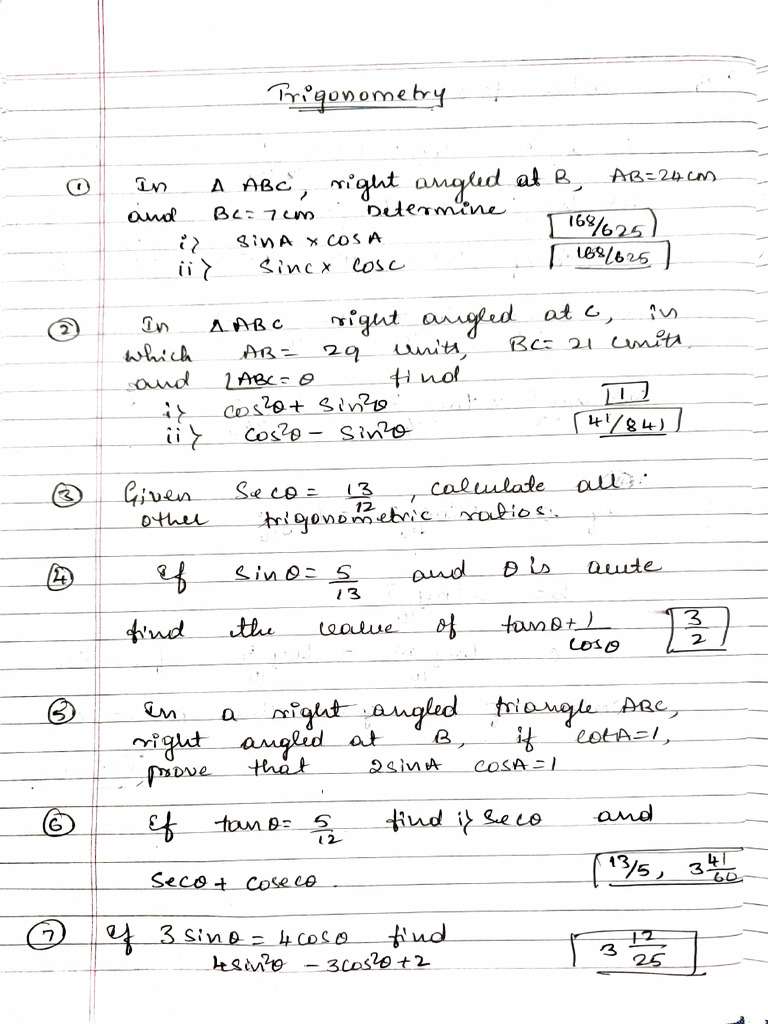 Trigonometric Calculations and Properties | PDF