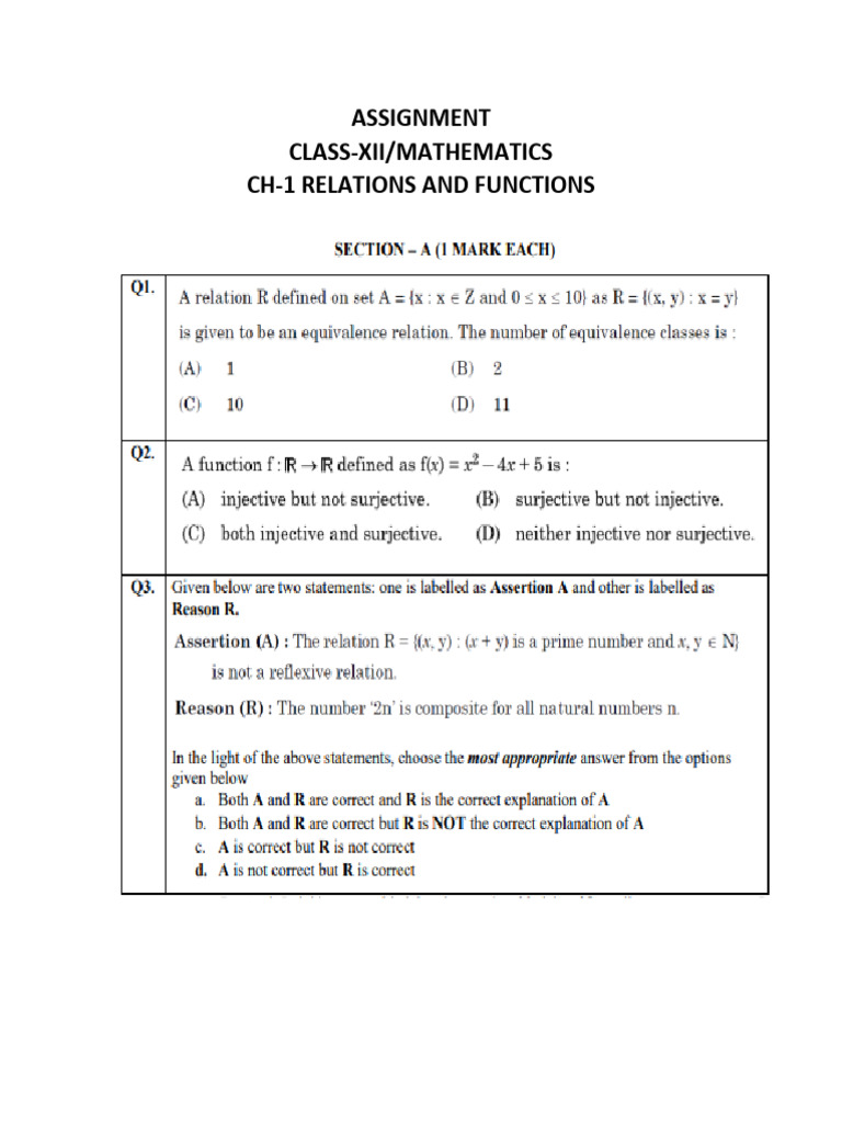 CH 1 (Assignment) Xii | PDF