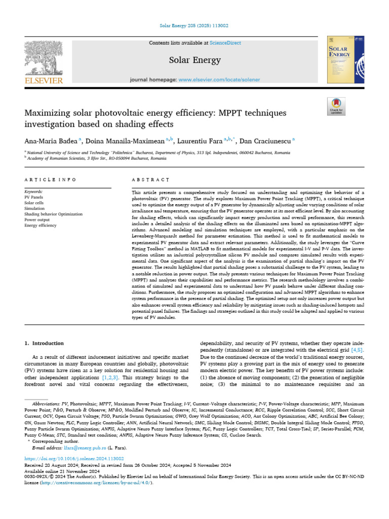 MPPT Techniques for PV Efficiency Optimization | PDF | Photovoltaics ...