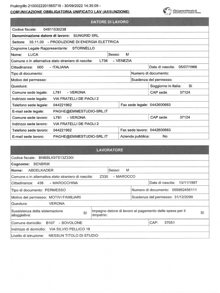 Unilav 30092022 | PDF