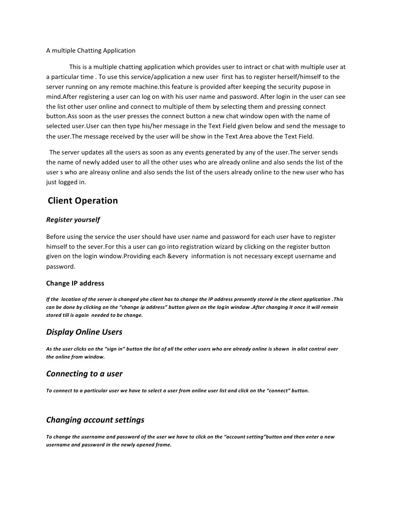 A Multiple Chatting Application | PDF | User (Computing) | Login