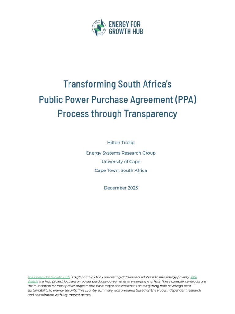 Final Draft Transforming South Africas Public Power Purchase Agreement ...