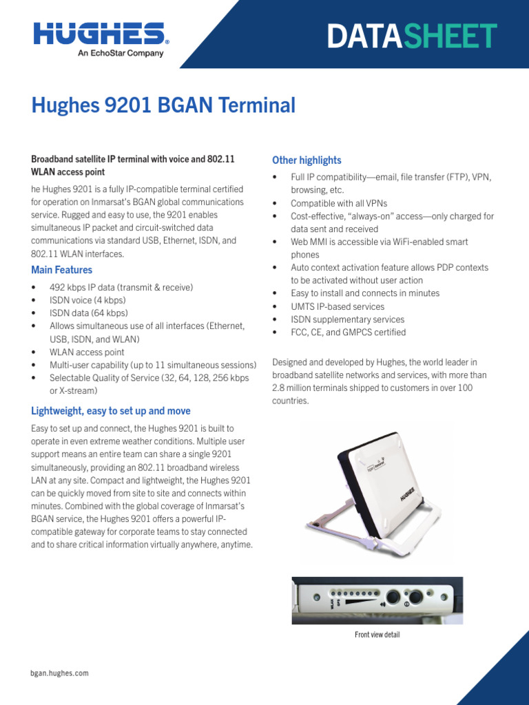 9201 BGAN Data Sheet | PDF | Digital Technology | Computer Science