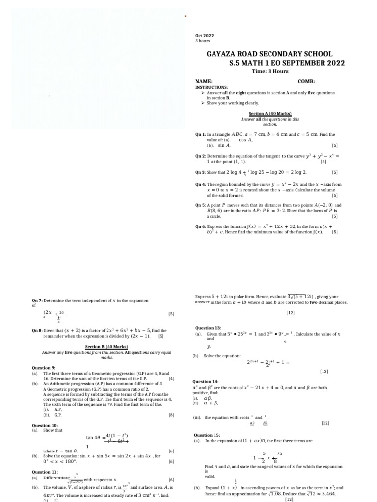 Extracted Pages From MTC Advanced Level Ndejje | PDF | Circle | Geometry