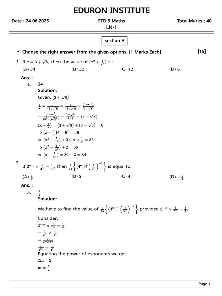 9th Std Maths Solutions Part 2 | PDF | Numbers | Rational Number