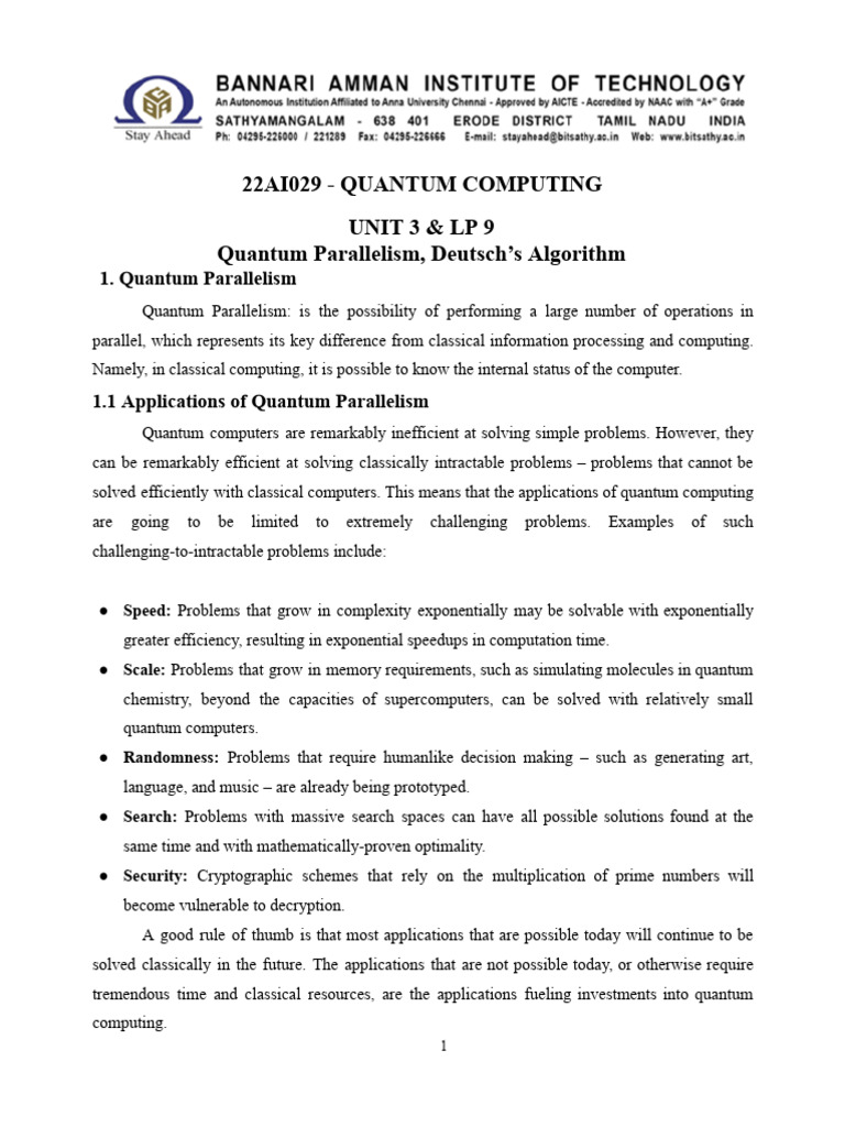 Quantum Computing Unit - 3 | PDF | Quantum Computing | Applied Mathematics