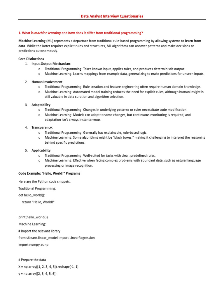 Data Analyst Interview Questionaries Pdf Cross Validation