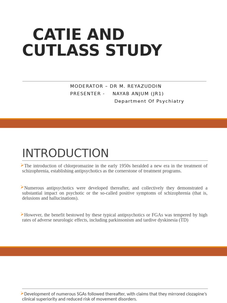CATIE and CUtLASS Study Overview | PDF | Antipsychotic | Atypical ...