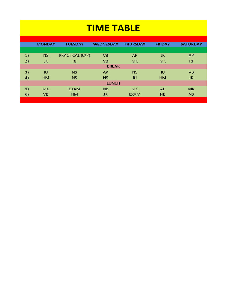 Time Table | PDF