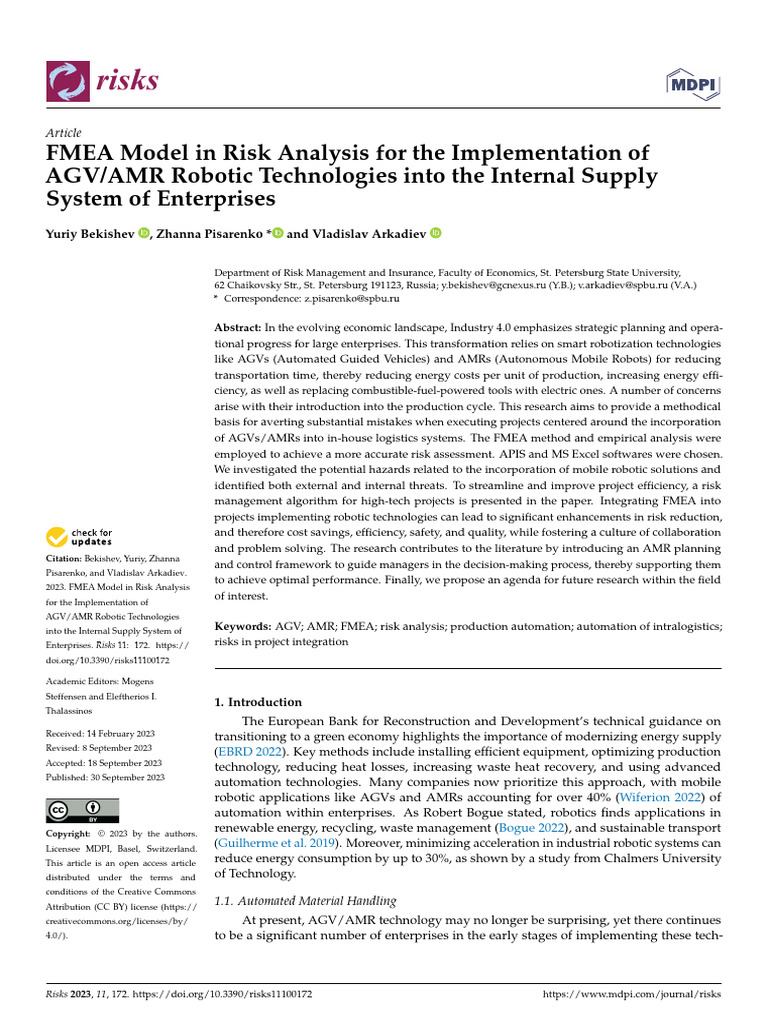 Risk Analysis for AGV Implementation | PDF | Risk | Automation