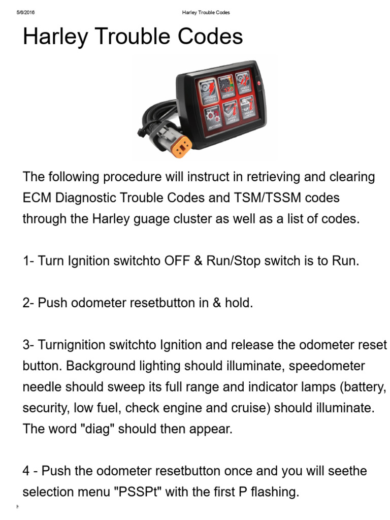 Harley DavidsonTrouble Codes | PDF | Anti Lock Braking System | Relay