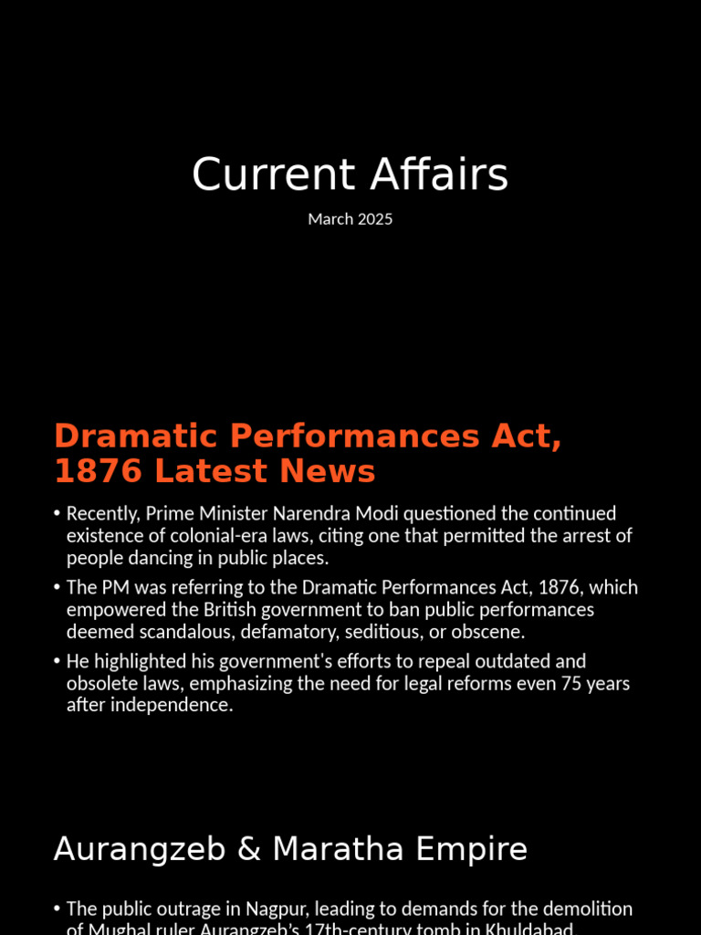 March 2025 Current Affairs Overview | PDF | International Criminal ...