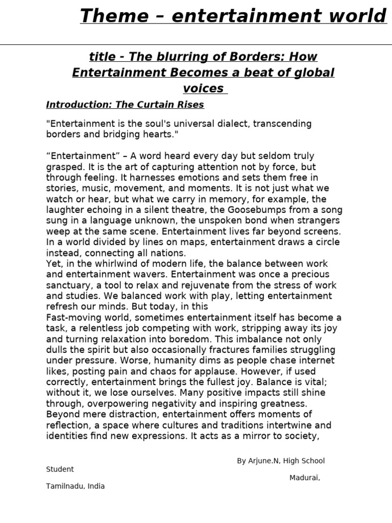 The Power of Entertainment in Society | PDF | Entertainment | Diplomacy