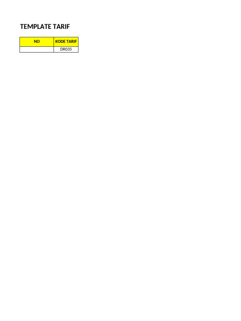 Template Tarif Tindakan 1 1 | PDF