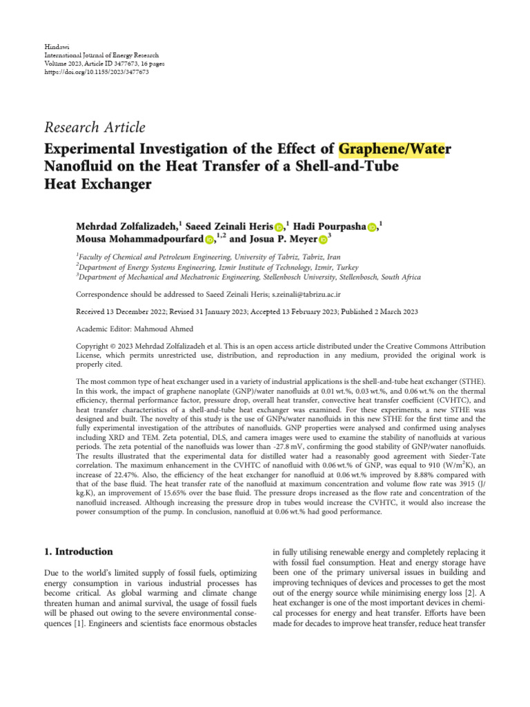 Experimental Investigation of The Effect of Graphe | PDF | Nanoparticle ...