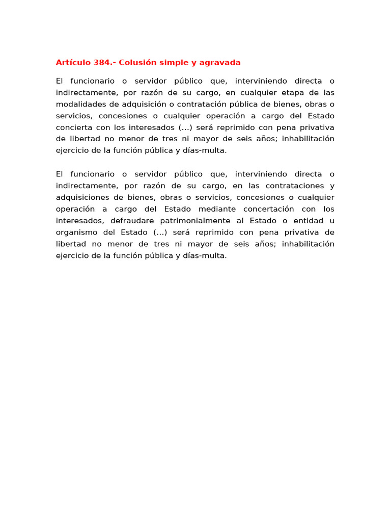 Colusión en Contrataciones Públicas | PDF