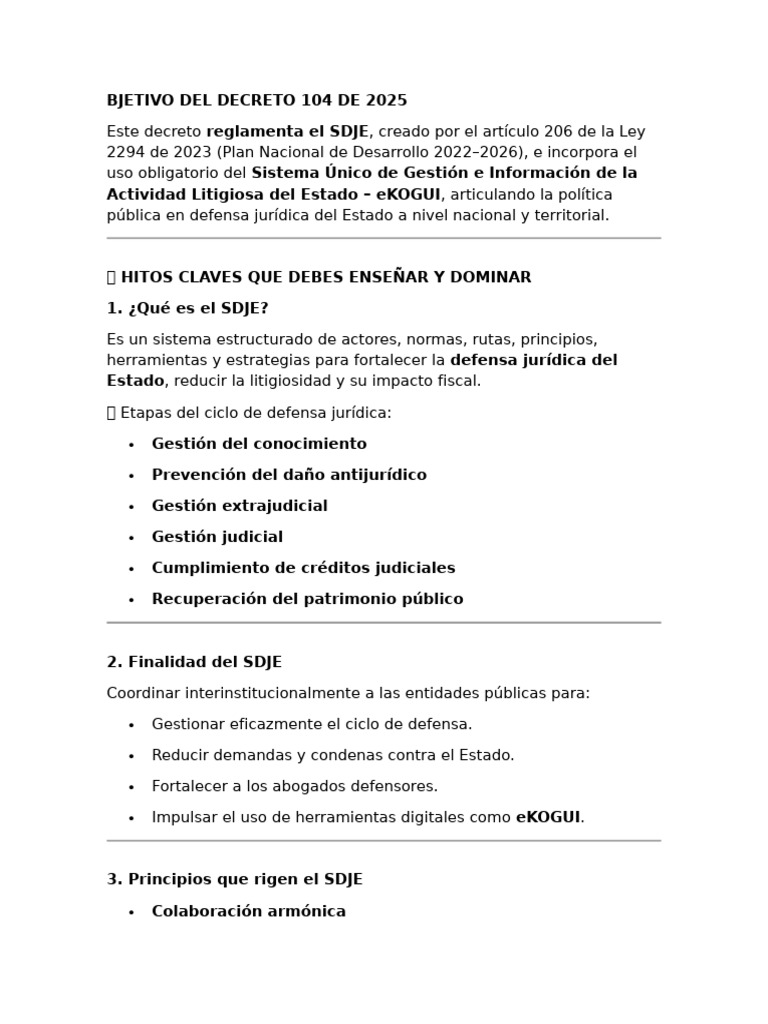 Reglamento del Decreto 104 de 2025 | PDF | Planificación | Estado ...