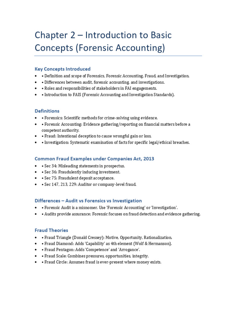 Chapter2 Forensic Accounting Summary Notes | PDF | Fraud | Accounting
