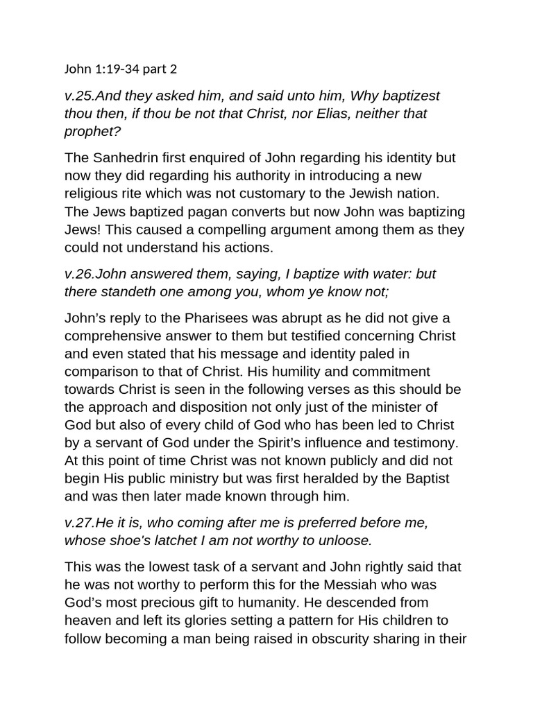 John 1 Verse 19-34 Part 2 | PDF | Jesus | Gospel Of John