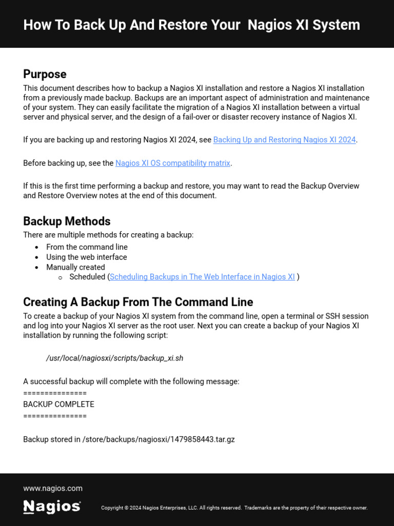 Nagios XI Backup and Restore Guide | PDF | Backup | My Sql