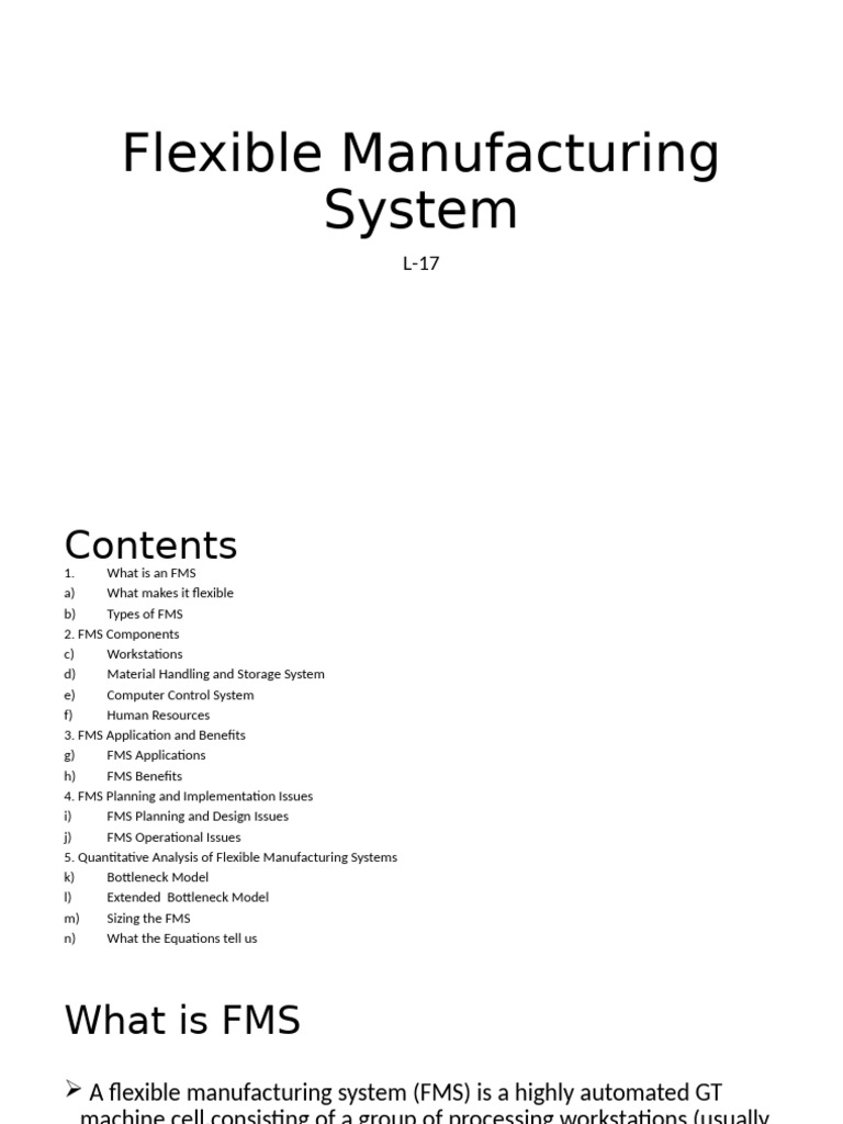 Flexible Manufacturing System - L-17 | PDF | System | Machining