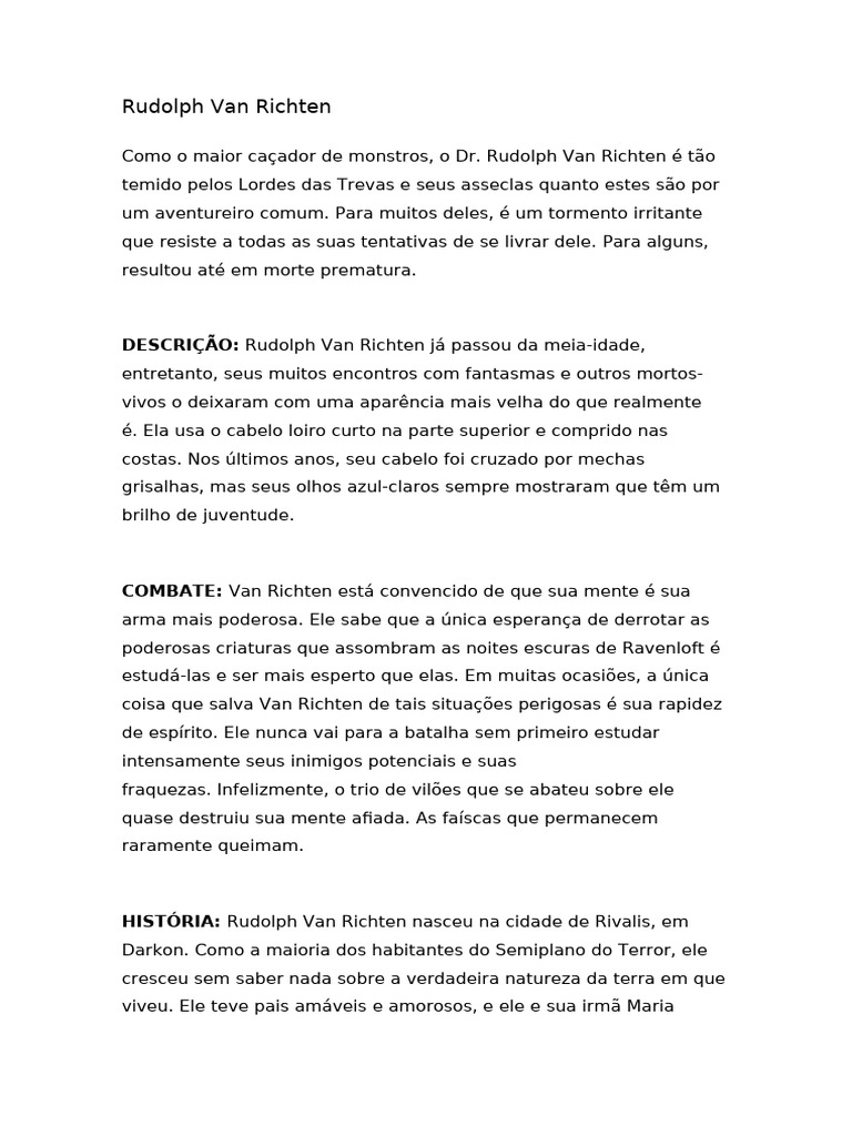 A Vida e Caçadas de Van Richten | PDF | Vampiros