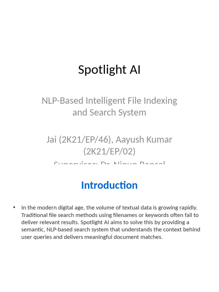 Spotlight AI Presentation Expanded | PDF | Search Engine Indexing ...